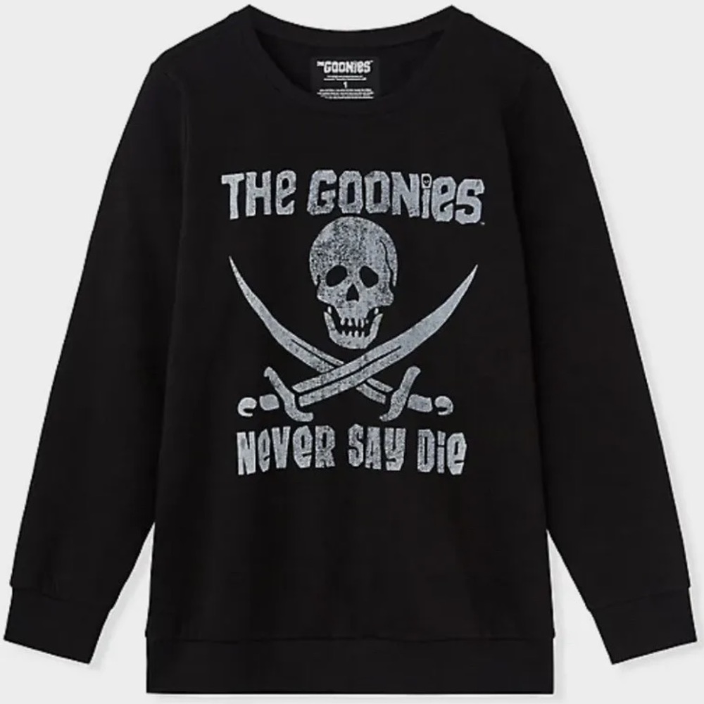 All black “The Goonies” sweater.